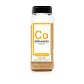Bottle of Spiceology ground coriander on a white background