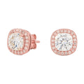 Cushion Cut Moissanite Earrings in Rose Gold Vermeil