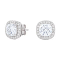 Cushion Cut Moissanite Earrings in White Gold Vermeil