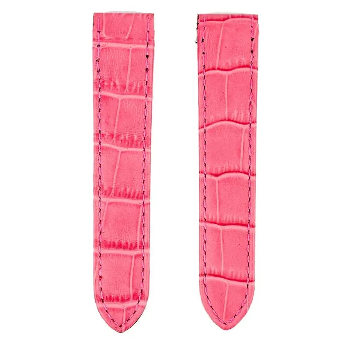 Front view - Custom Pink Alligator Strap for Cartier Santos 100 Midi
