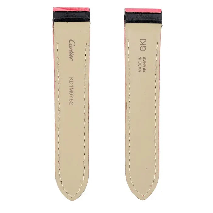 Back view - Custom Pink Alligator Strap for Cartier Santos 100 Midi