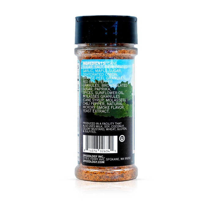 Side view of Spiceology derek wolf tennessee smoke nutrition facts and ingredient information.