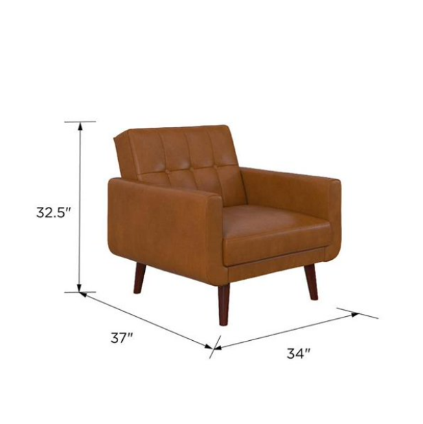 DHP Nia Modern Chair Upholstered Accent Chair in Camel Faux Leather