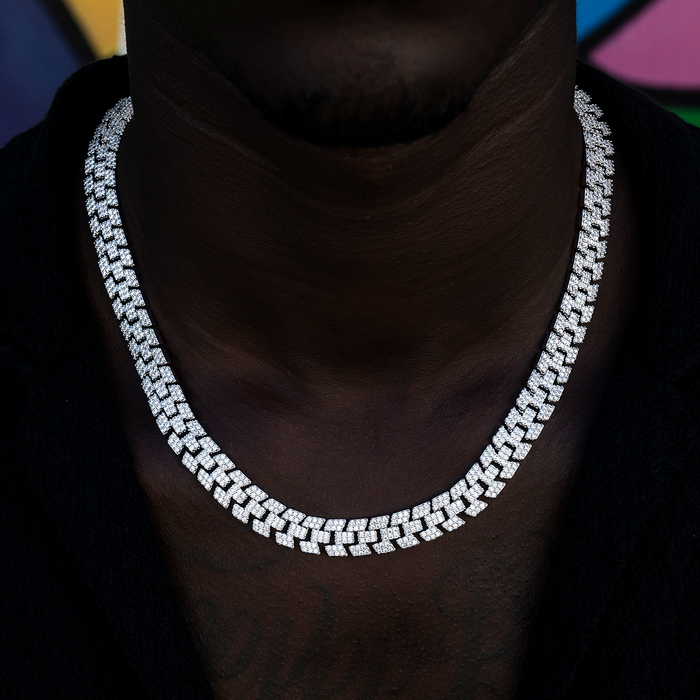 Diamond Spine Chain + Bracelet Bundle in White Gold