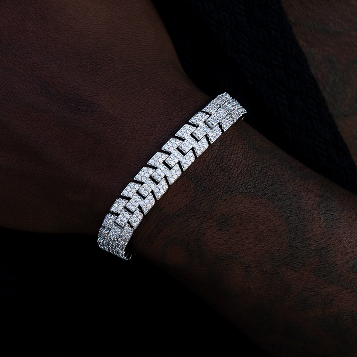 Diamond Spine Chain + Bracelet Bundle in White Gold