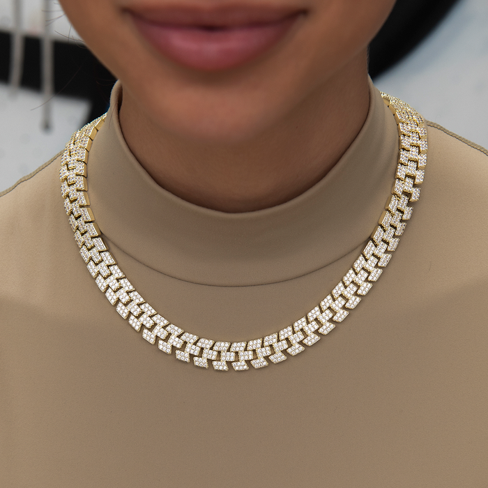 Diamond Spine Necklace + Bracelet Bundle in Yellow Gold