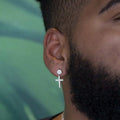 Diamond Studded Cross Earrings in White Gold - The GLD Shop