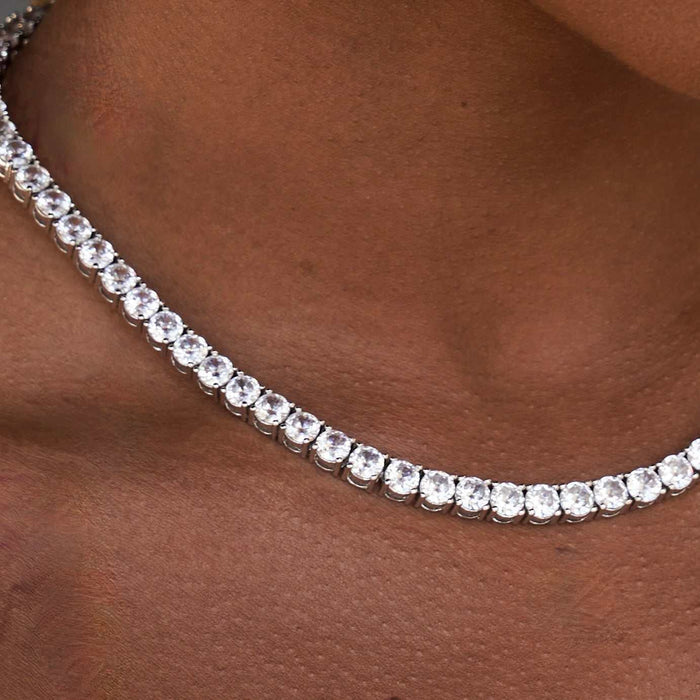 Diamond Tennis Necklace in White Gold- 5mm