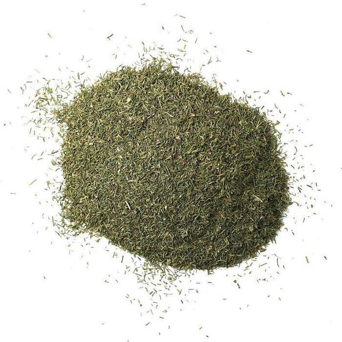 Closeup of dark green dill weed leaves