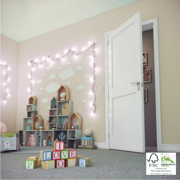 EightDoors 36-in x 80-in White Primed 2-Panel Smooth Solid Core Primed Pine Wood Slab Door
