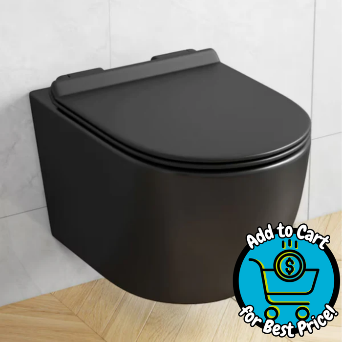 Eridanus Hampton Matte Black D-shape Wall-hung Dual Slow Close Toilet