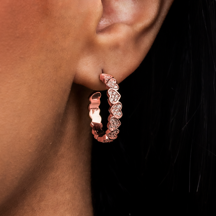 Eternity Heart Hoop Earrings - Rose Gold