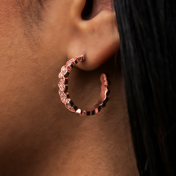 Eternity Heart Hoop Earrings - Rose Gold
