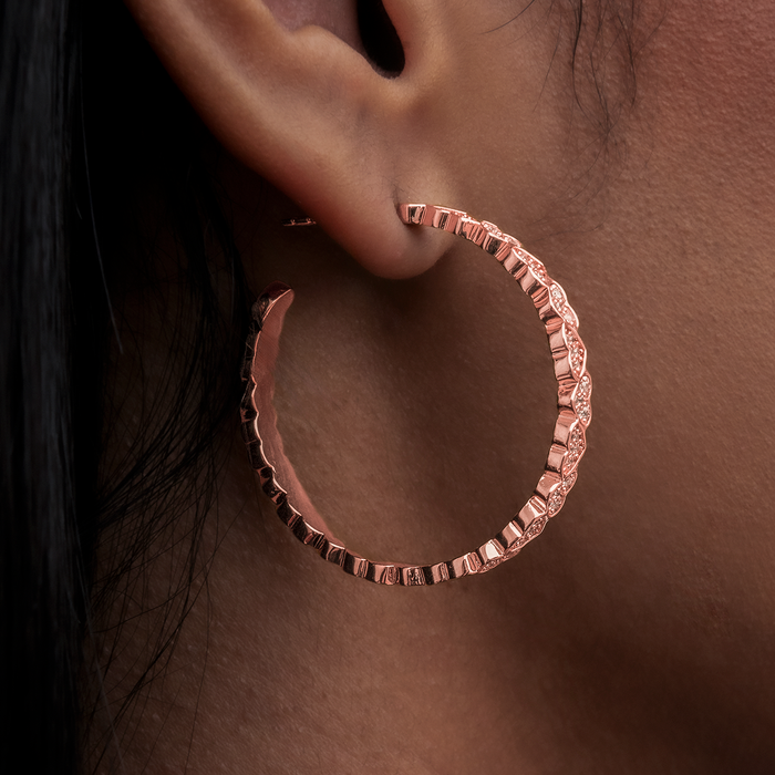 Eternity Heart Hoop Earrings - Rose Gold
