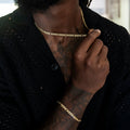 Figaro Link Chain + Bracelet Bundle in Yellow Gold- 4mm