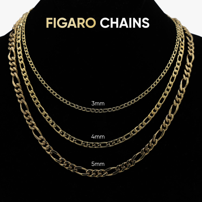 Figaro Necklace in Yellow Gold- 6mm
