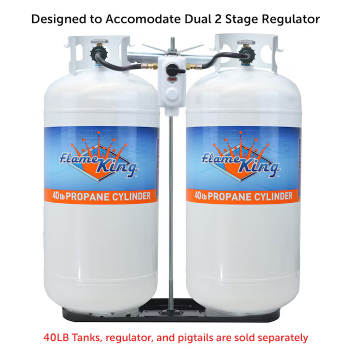 Flame King Dual RV Propane Tank Cylinder Rack 40LB Tanks Steel Propane Tank Stabilizer