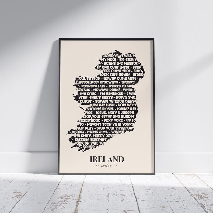 Funny Irish Slang Print: Ireland Map, Irish Poetry