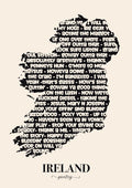 Funny Irish Slang Print: Ireland Map, Irish Poetry