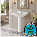 Garvee White Ceramic Pedestal Bathroom Sink Smooth Glossy Finish Elegant