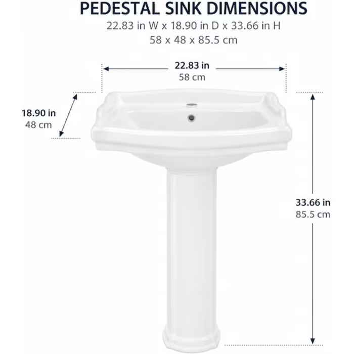 Garvee White Ceramic Pedestal Bathroom Sink Smooth Glossy Finish Elegant