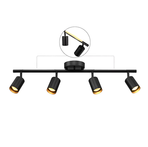 Globe Electric 30-in 4 -Light Matte Black Flat Back Pivoting Heads