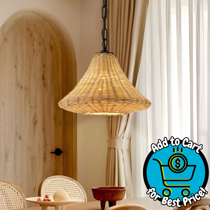 GoYeel 1 -Light Oil Rubbed Bronze Bohemian/global Rattan Bell Hanging Pendant Light