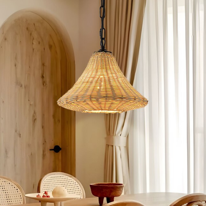 GoYeel 1 -Light Oil Rubbed Bronze Bohemian/global Rattan Bell Hanging Pendant Light