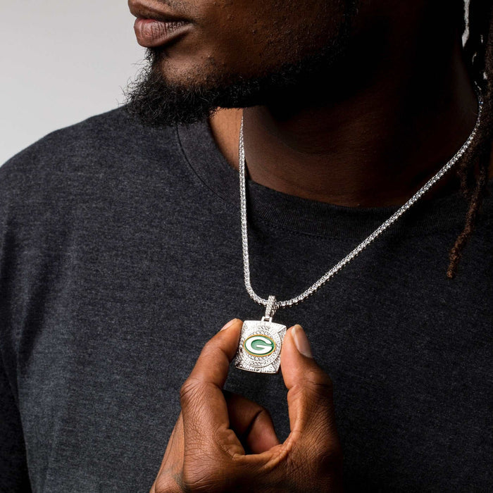 Green Bay Packers Championship Pendant - White Gold
