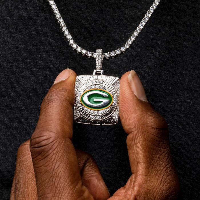Green Bay Packers Championship Pendant - White Gold