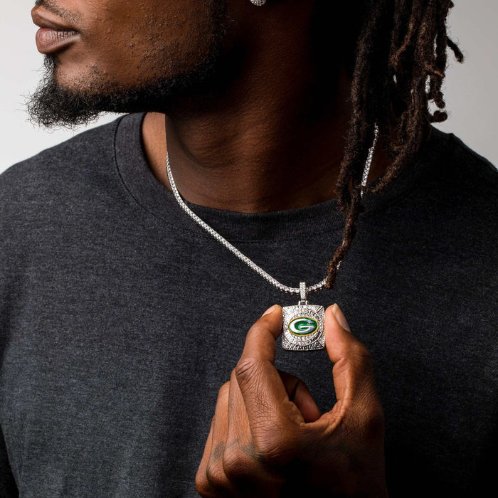 Green Bay Packers Championship Pendant - White Gold