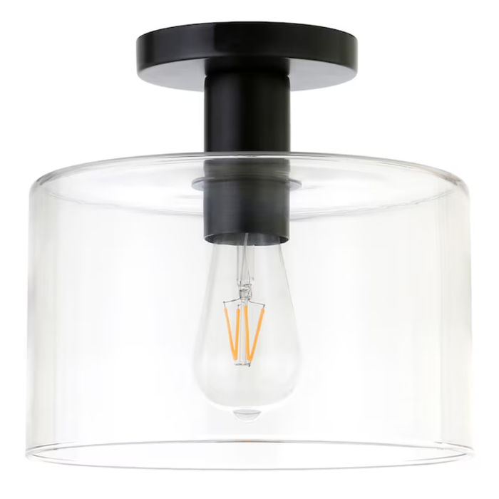 Hailey Home Henri 10.0-in Matte Black Indoor 1.0 -Light LED Semi-flush Mount Light