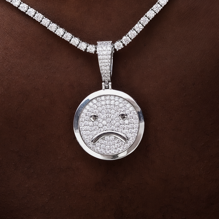 Happy/Sad Pendant in White Gold