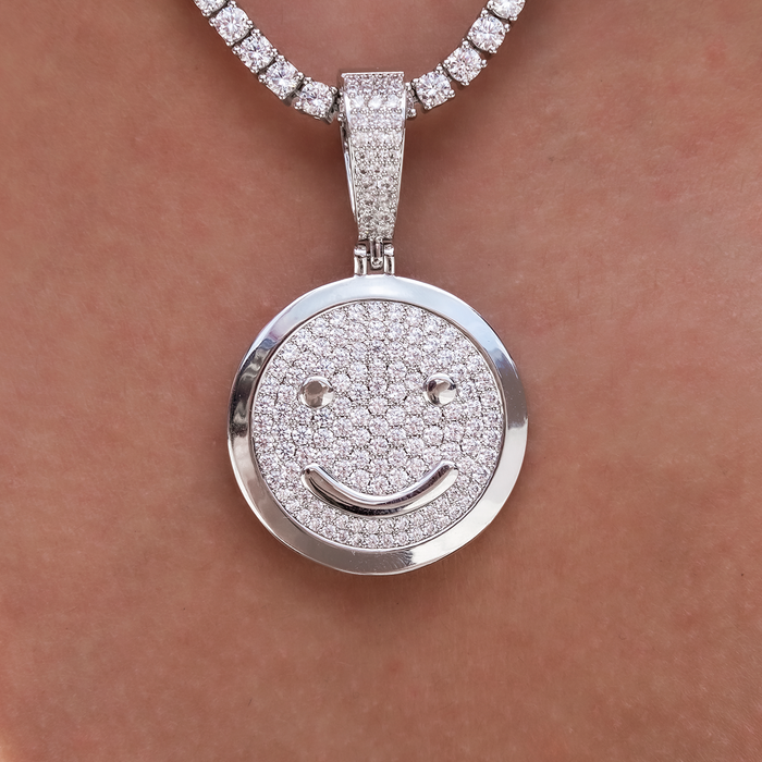 Happy/Sad Pendant in White Gold