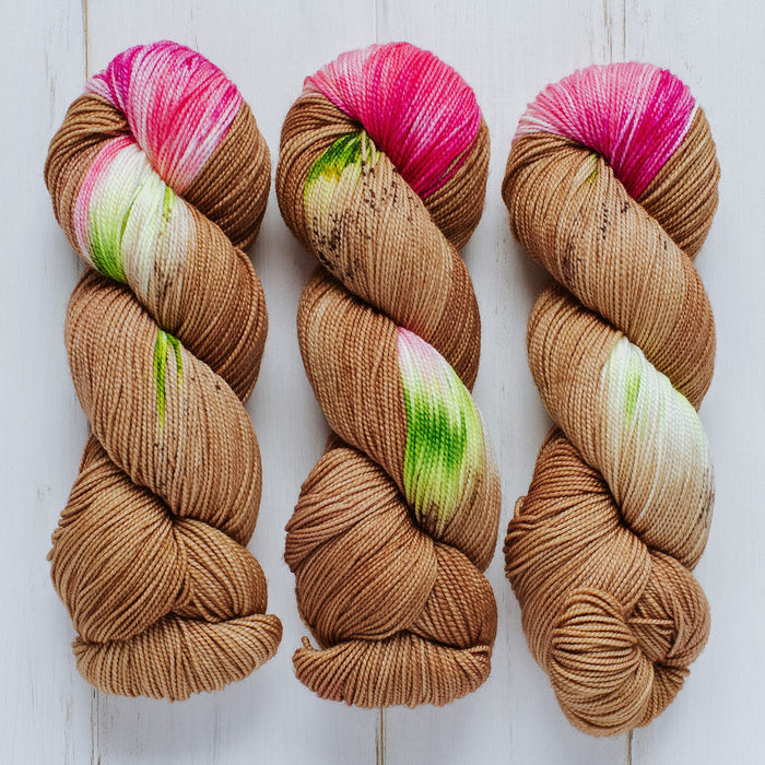 "Hibiscus" Assigned Pooling Hand-dyed Yarn