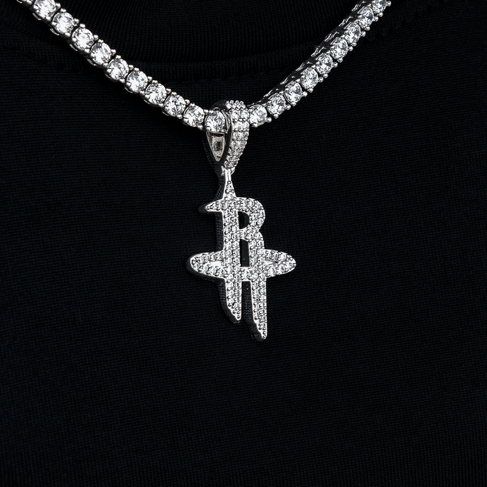 Houston Rockets Official NBA Micro Logo Pendant in White Gold