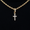 Iced Micro Cross Clip On Pendant in Yellow Gold