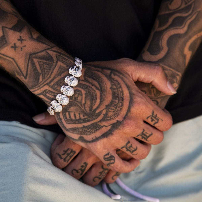 Iced Skull Bracelet in White Gold - The GLD Shop