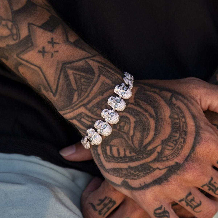 Iced Skull Bracelet in White Gold - The GLD Shop