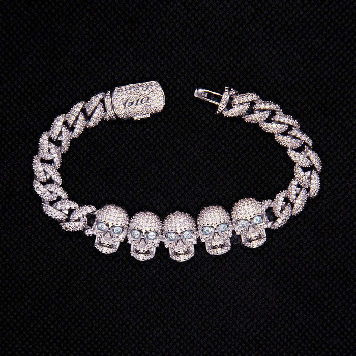Iced Skull Bracelet in White Gold - The GLD Shop