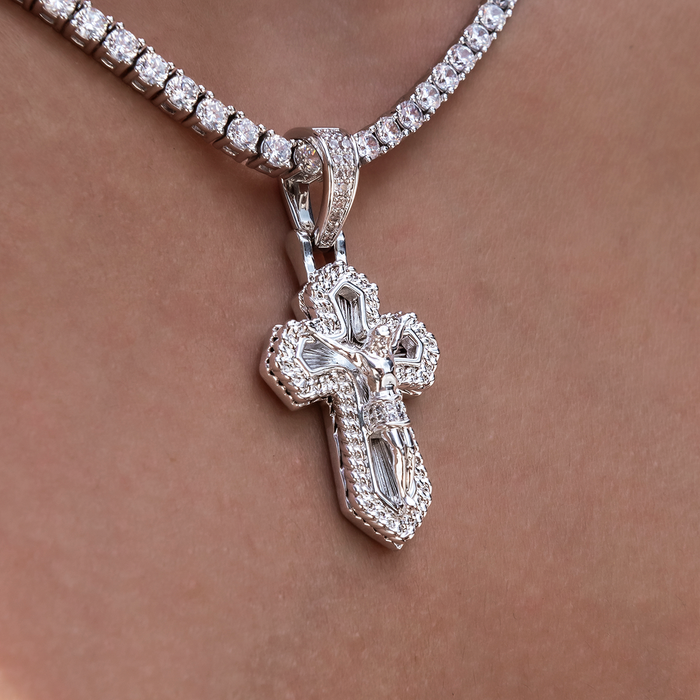 Icon Cross Pendant in White Gold