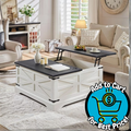 IFMUST Farmhouse Square Lift Top Coffee Table with Storage, White
