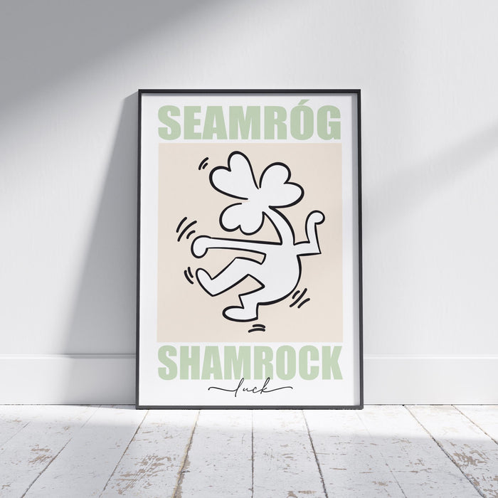 Irish Shamrock Keith Haring Style Print: Seamróg Wall Art