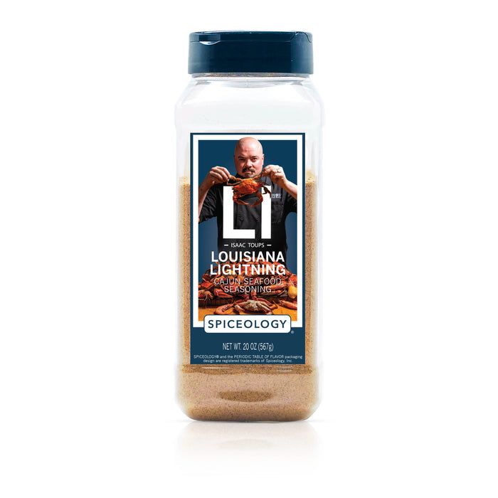 Spiceology isaac toups louisiana lightning cajun seafood seasoning on a white background