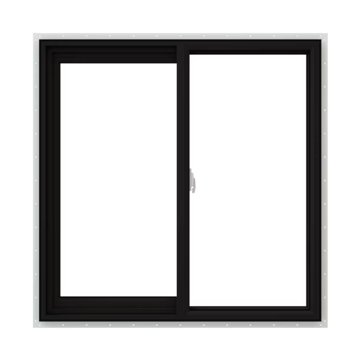 JELD-WEN V-2500 35.5" x 35.5" Left-Handed Black with White Interior Vinyl Sliding Window With Annealed Glass