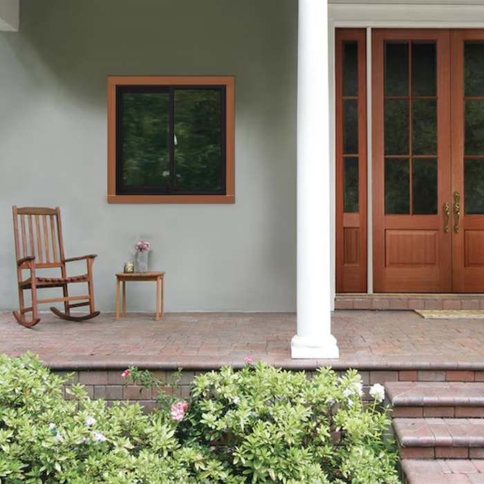JELD-WEN V-2500 35.5" x 35.5" Left-Handed Black with White Interior Vinyl Sliding Window With Annealed Glass