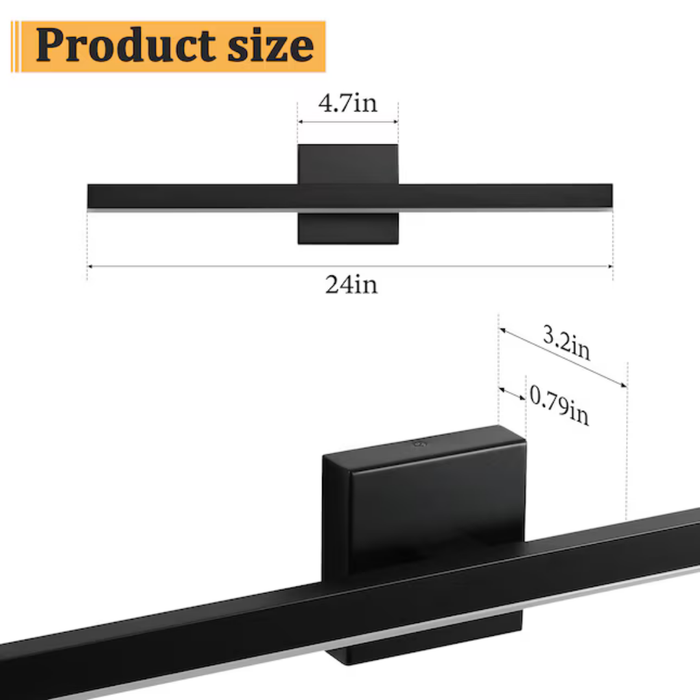 KAISITE 24-in 1-Light Modern Bathroom Light Fixture LED Vanity Light Bar  Wall Sconce