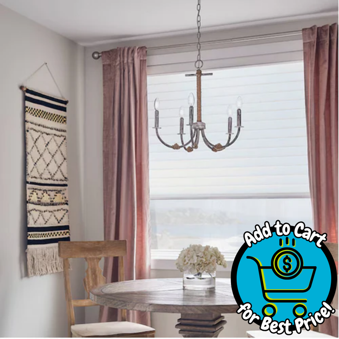 Kichler Minnow 5 -Light Distressed White Coastal Chandelier