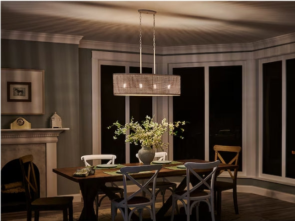 Kichler Sayulita 4 -Light White Coastal Linear Large Hanging Kitchen Island Light