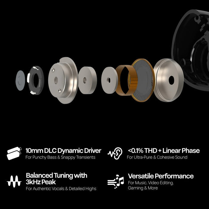 Kiwi Ears Belle 10mm DLC Dynamic Driver IEM With Mic